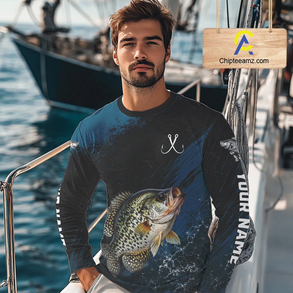 Custom Crappie Fishing Jersey Personalized Long Sleeve Shirt For Men 