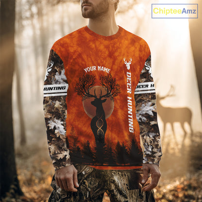 Deer Hunting Season Shirt DNA Tree Design Camo Big Game Hunting Gift, Hunting Clothes For Men NHT45