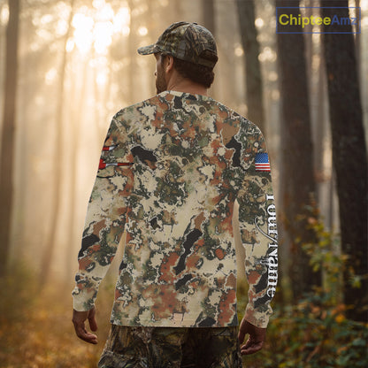 Boar Hunting Shirt Camo Custom Name American Flag Skull Hunting Clothes For Hunters NHT159