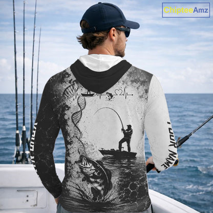 Bass Fishing Long Sleeve Hooded Fishing Shirt Fisherman DNA Performance Apparel NHT1116