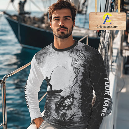 Bass Fishing Long Sleeve Fishing Shirt Fisherman DNA Performance Apparel For Men With fishing Graphic by ChipteeAmz