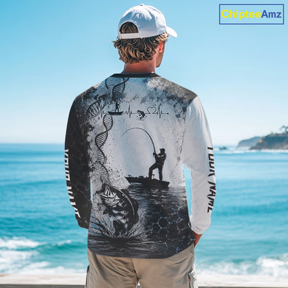 Bass Fishing Long Sleeve Fishing Shirt Fisherman DNA Performance Apparel For Men With fishing Graphic by ChipteeAmz