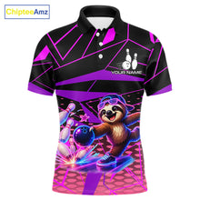 Load image into Gallery viewer, Custom Neon Sloth Bowling Jersey for Men | Personalized Team Polo