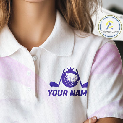 Personalized Purple Swirl Golf Polo - Women's Team Name Performance Jersey