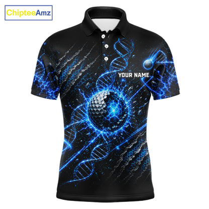 Personalized Mens Golf Polo Shirt – DNA Golf Ball Custom Team Name Jersey 