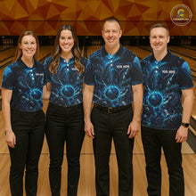 Load image into Gallery viewer, Custom Blue Kraken Bowling Jersey For Womens Bowling Team Shirts Bowling League Polo &amp; 1/4 Zip NHT1149