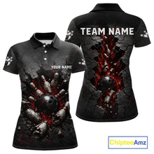 Load image into Gallery viewer, Custom Cracked Wall Bowling Jersey for Women | Bowling Team Polo &amp; 1/4 Zip