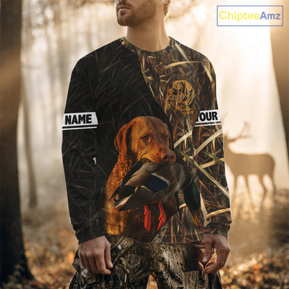 Chesapeake Bay Retriever Duck Hunting Dog Waterfowl Camo Full Printing Shirts, Hunting Gift NHT176