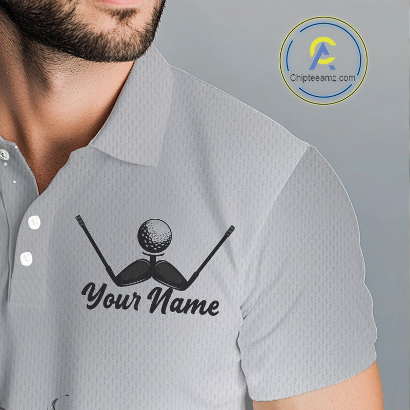 Personalized Flaming Golf Ball Mens Polo Shirt Gray Fire Design Custom Name Golf Shirts For Team NHT619
