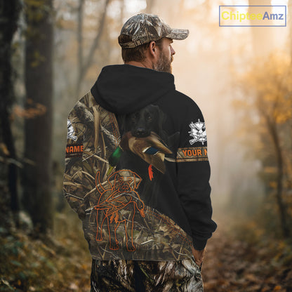 Black Lab Hunting Dog Customized Name All Over Print Shirts For Hunters, Duck Hunting Shirt NHT271