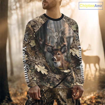 Deer Skull Hunting Camo Forest 3D All Over Printed Shirt, Personalized Hunting Shirt NHT274