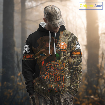 Chocolate Lab Hunting Dog Customized Name All Over Print Shirts For Hunters, Duck Hunting NHT275