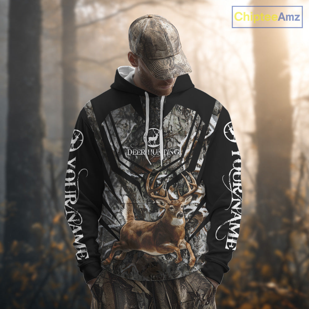 Whitetails Jumping Deer Hunting Camouflage Custom Name Shirts, Best Deer Hunting Camo Winter NHT186