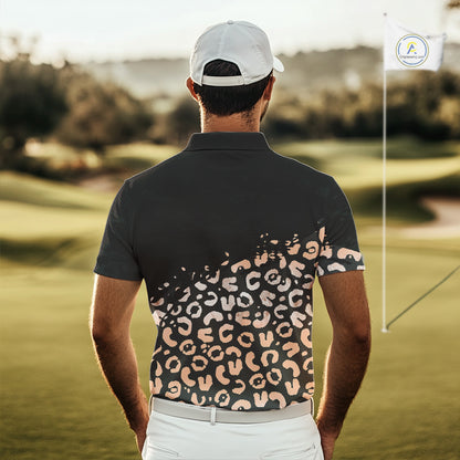 Custom Name Leopard Print Polo Shirt – Stylish Animal Print Golf Polo For Men NHT855
