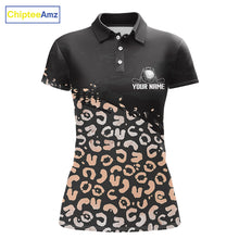 Load image into Gallery viewer, Custom Name Leopard Print Polo Shirt – Stylish Animal Print Golf Polo For Womens NHT855