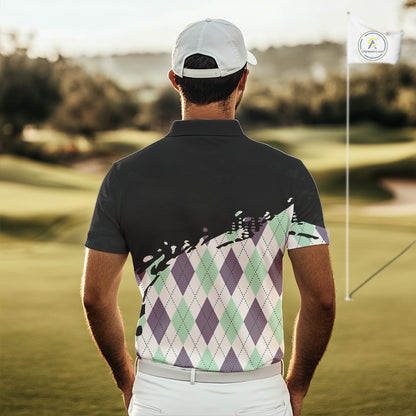 Custom Name Argyle Pattern Print Polo Shirt – Stylish Animal Print Golf Polo For Men NHT857