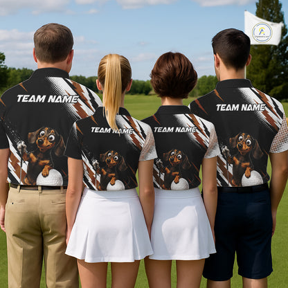 Ersonalized Dachshund Men Golf Polo Shirt, Funny Wiener Dog Performance Golf Shirt Gift NHT1309