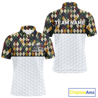 Personalized Classic Argyle Golf Shirt - Custom Team Name Mens Golf Jersey