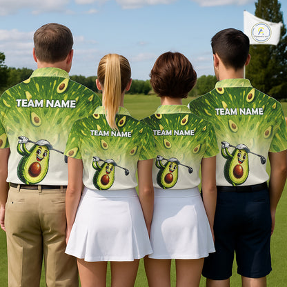 Custom Avocado Mens Golf Polo Shirt - Personalized Funny Fruit Golf Tee NHT1176