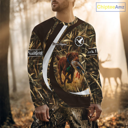 Duck Hunting Waterfowl Camo Chocolate Labrador Retriever Dog Shirts, Duck Hunting Shirt NHT201