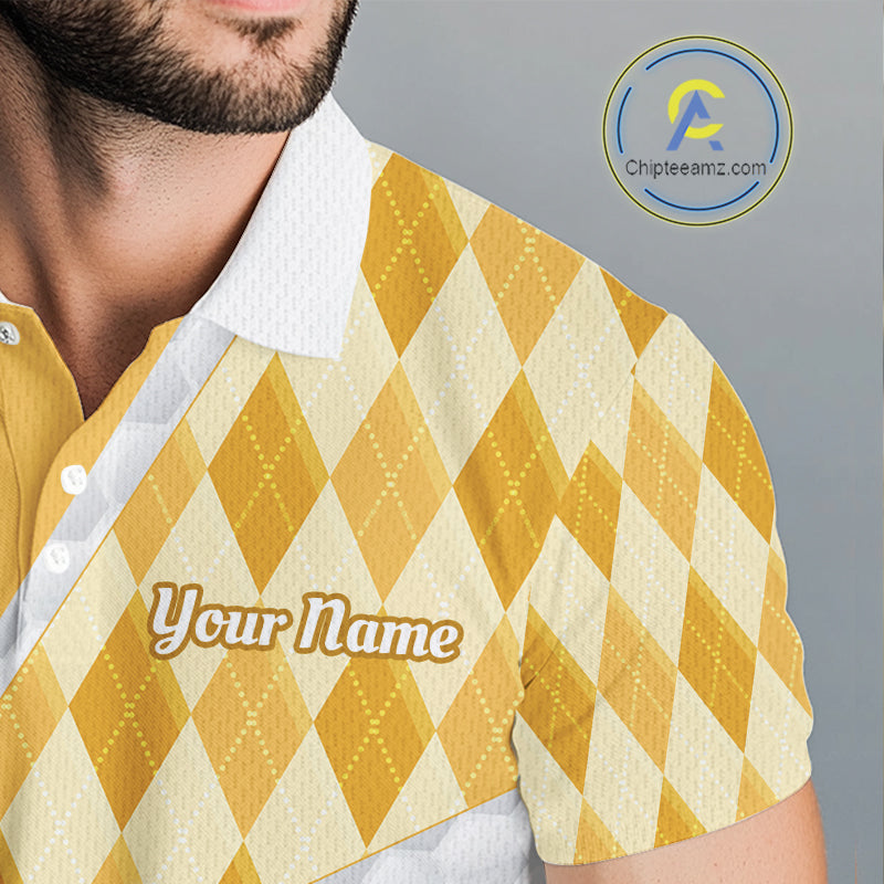 Personalized Bee Golf Polo Shirt Argyle Golf Shirt Custom Name Golfer Shirt Golf Gift For Men NHT687