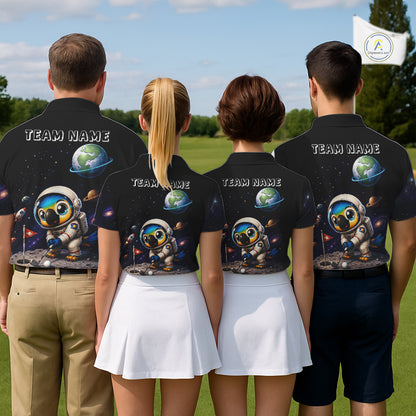 Personalized Astronaut Parrot Mens Golf Polo Shirt – Cute Space Bird Golf Shirt, Custom Team Name NHT1187
