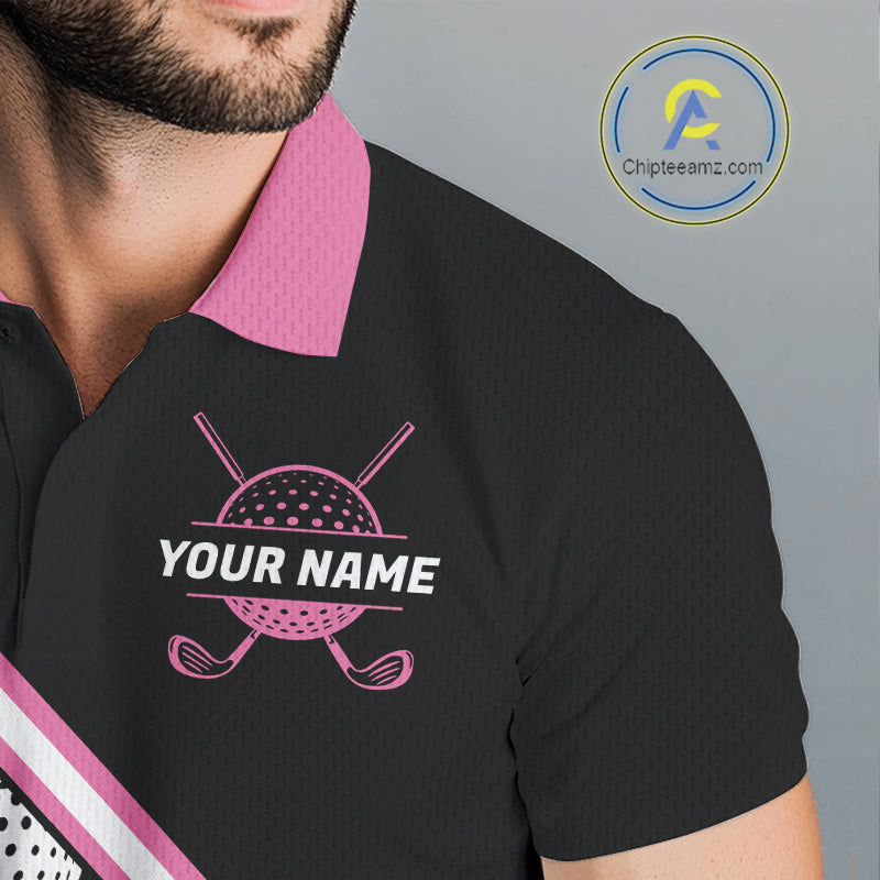 Golf Balls Pink Pattern Mens Golf Polo Shirts Custom Golf Apparel For Familly Team Shirt NHT706