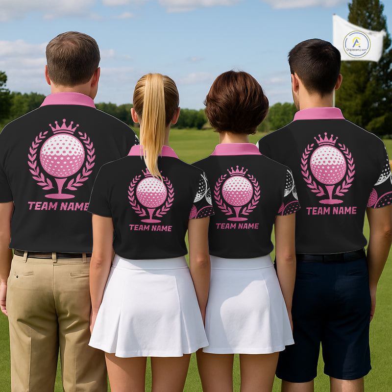Golf Balls Pink Pattern Mens Golf Polo Shirts Custom Golf Apparel For Familly Team Shirt NHT706