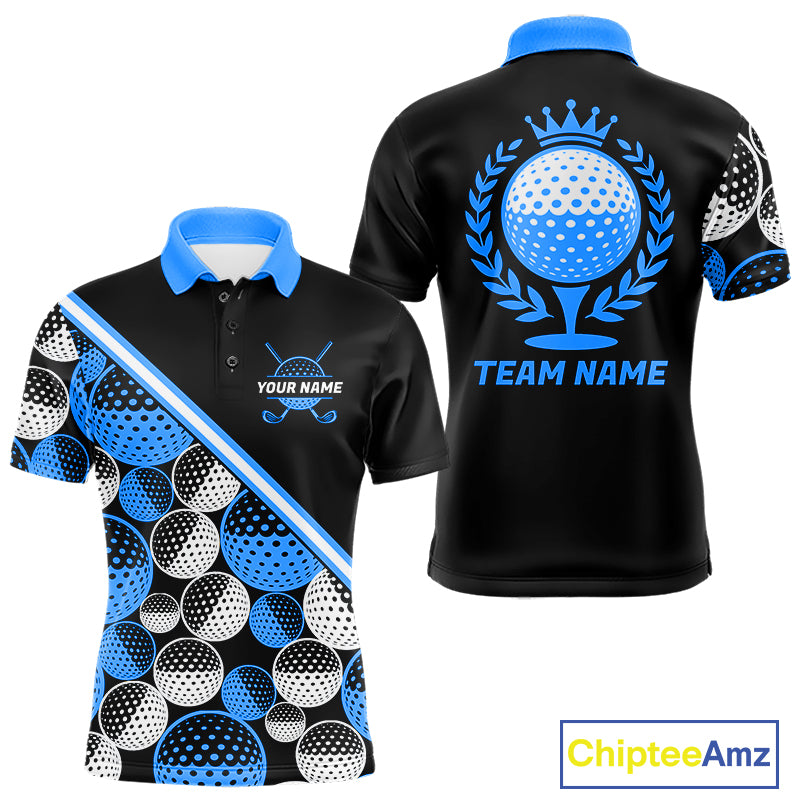 Golf Balls Blue Pattern Mens Golf Polo Shirts Custom Golf Apparel For Familly Team Shirt NHT707