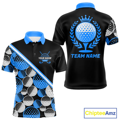 Golf Balls Blue Pattern Mens Golf Polo Shirts Custom Golf Apparel For Familly Team Shirt NHT707