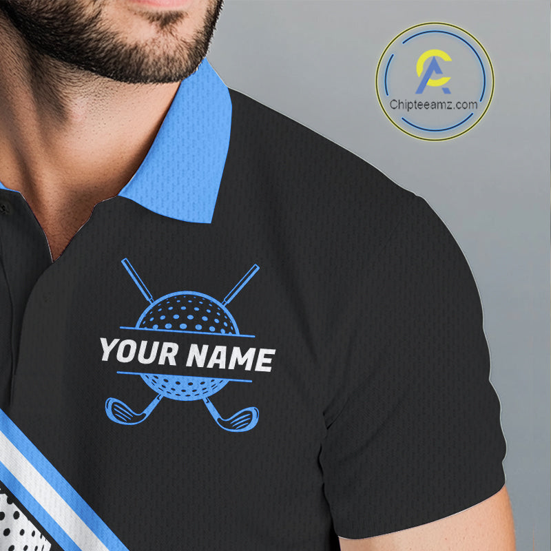 Golf Balls Blue Pattern Mens Golf Polo Shirts Custom Golf Apparel For Familly Team Shirt NHT707