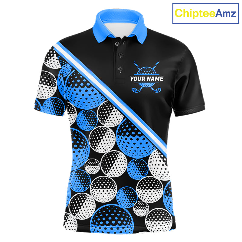 Golf Balls Blue Pattern Mens Golf Polo Shirts Custom Golf Apparel For Familly Team Shirt NHT707