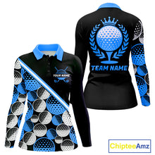 Load image into Gallery viewer, Golf Balls Blue Pattern Womens Golf Polo Shirts Custom Golf Apparel For Familly Team Shirt NHT707