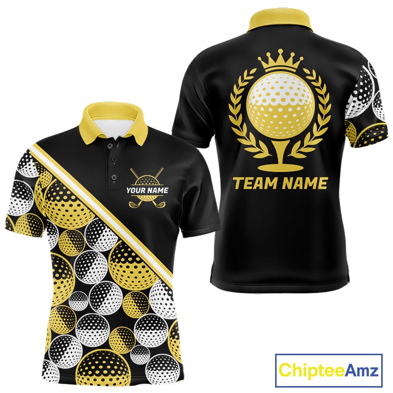 Golf Balls Yellow Pattern Mens Golf Polo Shirts Custom Golf Apparel For Familly Team Shirt NHT708
