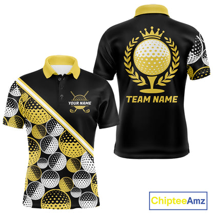 Golf Balls Yellow Pattern Mens Golf Polo Shirts Custom Golf Apparel For Familly Team Shirt NHT708