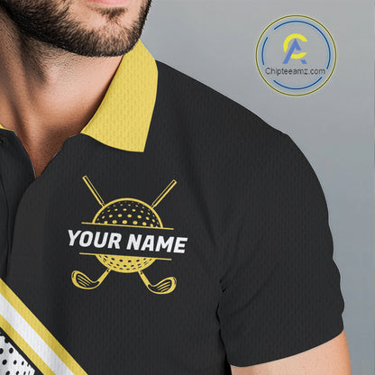 Golf Balls Yellow Pattern Mens Golf Polo Shirts Custom Golf Apparel For Familly Team Shirt NHT708