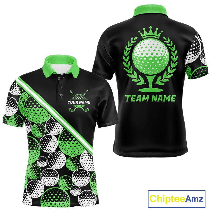 Golf Balls Green Pattern Mens Golf Polo Shirts Custom Golf Apparel For Familly Team Shirt NHT709