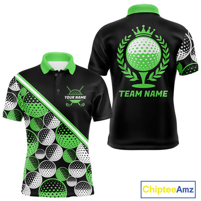 Golf Balls Green Pattern Mens Golf Polo Shirts Custom Golf Apparel For Familly Team Shirt NHT709