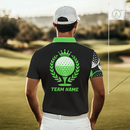 Golf Balls Green Pattern Mens Golf Polo Shirts Custom Golf Apparel For Familly Team Shirt NHT709