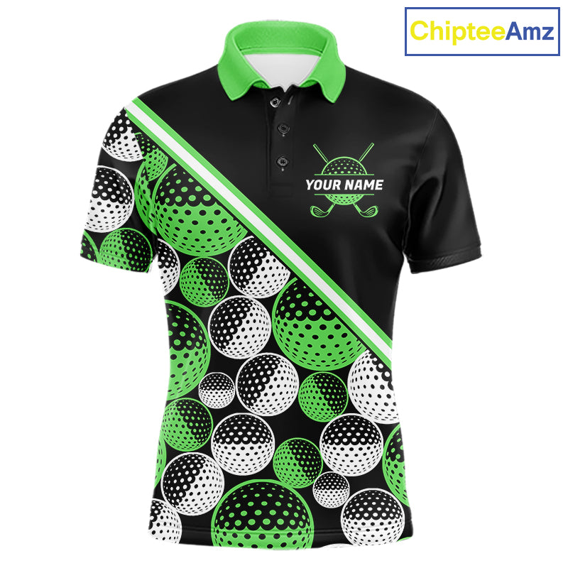 Golf Balls Green Pattern Mens Golf Polo Shirts Custom Golf Apparel For Familly Team Shirt NHT709