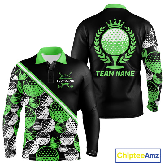 Golf Balls Green Pattern Mens Golf Polo Shirts Custom Golf Apparel For Familly Team Shirt NHT709