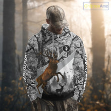 Load image into Gallery viewer, Red Deer Hunting Camo Gray Custom Name 3D All Over Print Shirt, Deer Hunting Shirt NHT211