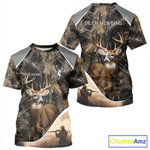 Load image into Gallery viewer, Deer Hunting Shirt 3D Brown Forest Camo Custom Name All Over Print Hunting Clothes NHT218