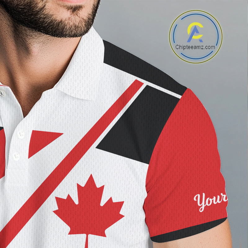 Personalized Canada Flag Mens Golf Polo Shirt, Patriotic Golf Gifts For Golf Lover NHT733