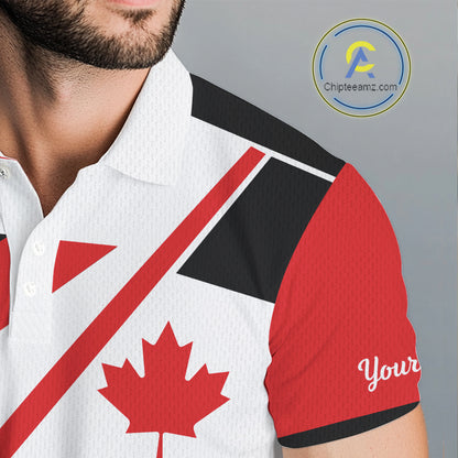 Personalized Canada Flag Mens Golf Polo Shirt, Patriotic Golf Gifts For Golf Lover NHT733