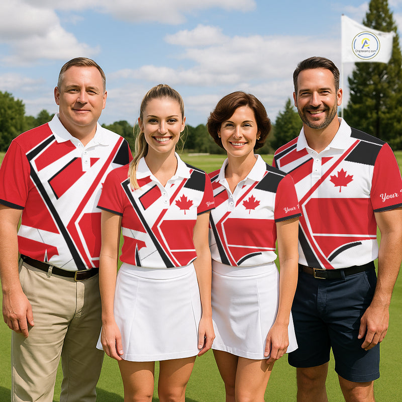 Personalized Canada Flag Mens Golf Polo Shirt, Patriotic Golf Gifts For Golf Lover NHT733