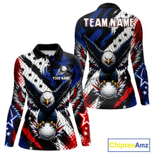 Load image into Gallery viewer, American Flag Eagle Womens Golf Polo Shirts Custom Patriotic Eagle Golf Jersey NHT903