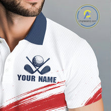 Load image into Gallery viewer, Custom USA Flag Mens Golf Polo Shirt – Patriotic Golf Polo With Personalized Name 