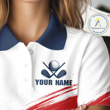 Load image into Gallery viewer, Custom USA Flag Womens Golf Polo Shirt – Patriotic Golf Polo With Personalized Name 