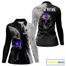 Load image into Gallery viewer, Long-sleeve shirt with skull design on front and back, customizable text, and ChipteeAmz branding.